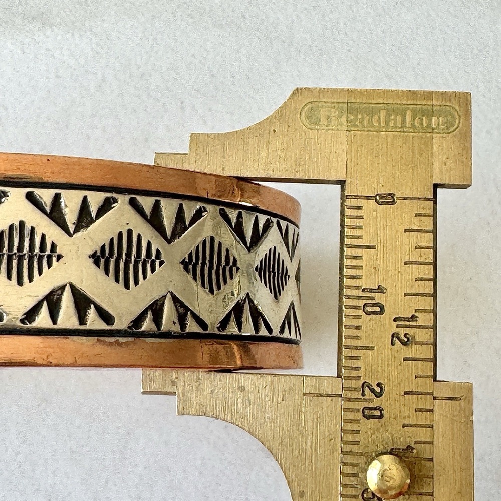 Mens Navajo Sterling Copper Cuff Bracelet 7.5in Signed Secatero Heavy 90g Native - Picture 7 of 8